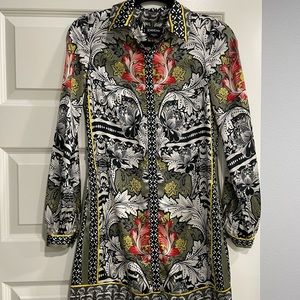 Long sleeve silk button up shirt dress